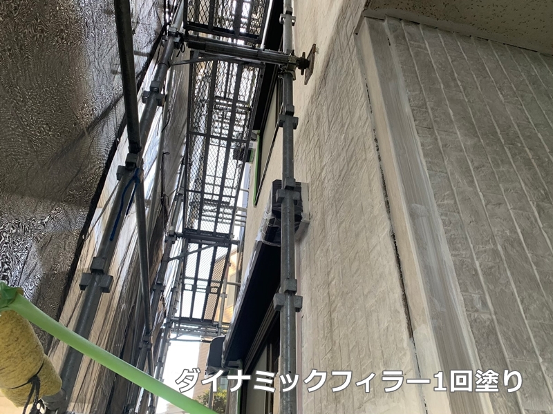 神奈川県川崎市多摩区サイディング外壁塗装　ダイナミックフィラー1回塗り